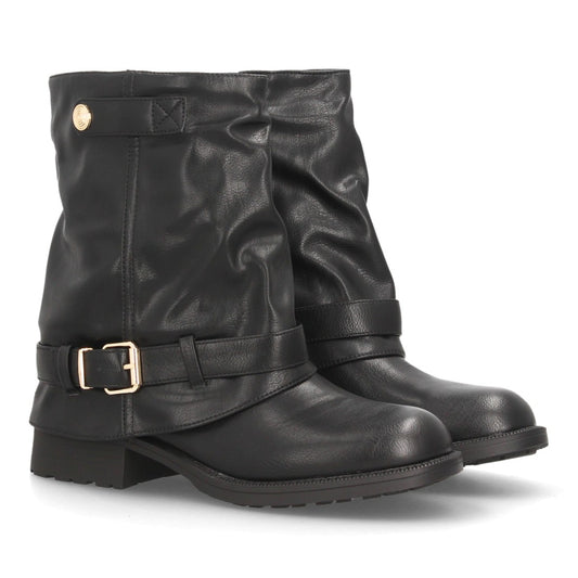 Botines para mujer de estilo motero AA26-7-Negro