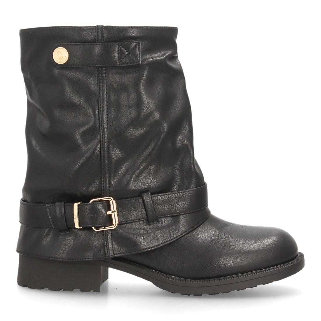 Botines para mujer de estilo motero AA26-7-Negro