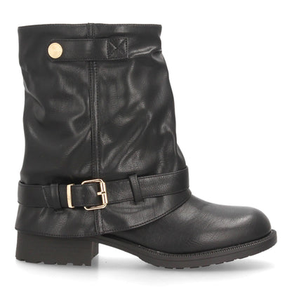 Botines para mujer de estilo motero AA26-7-Negro