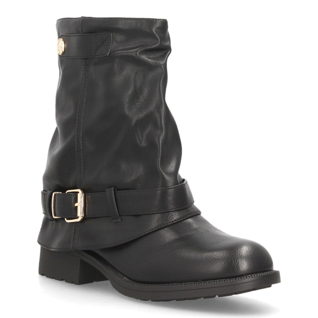 Botines para mujer de estilo motero AA26-7-Negro