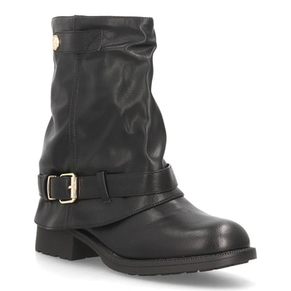 Botines para mujer de estilo motero AA26-7-Negro