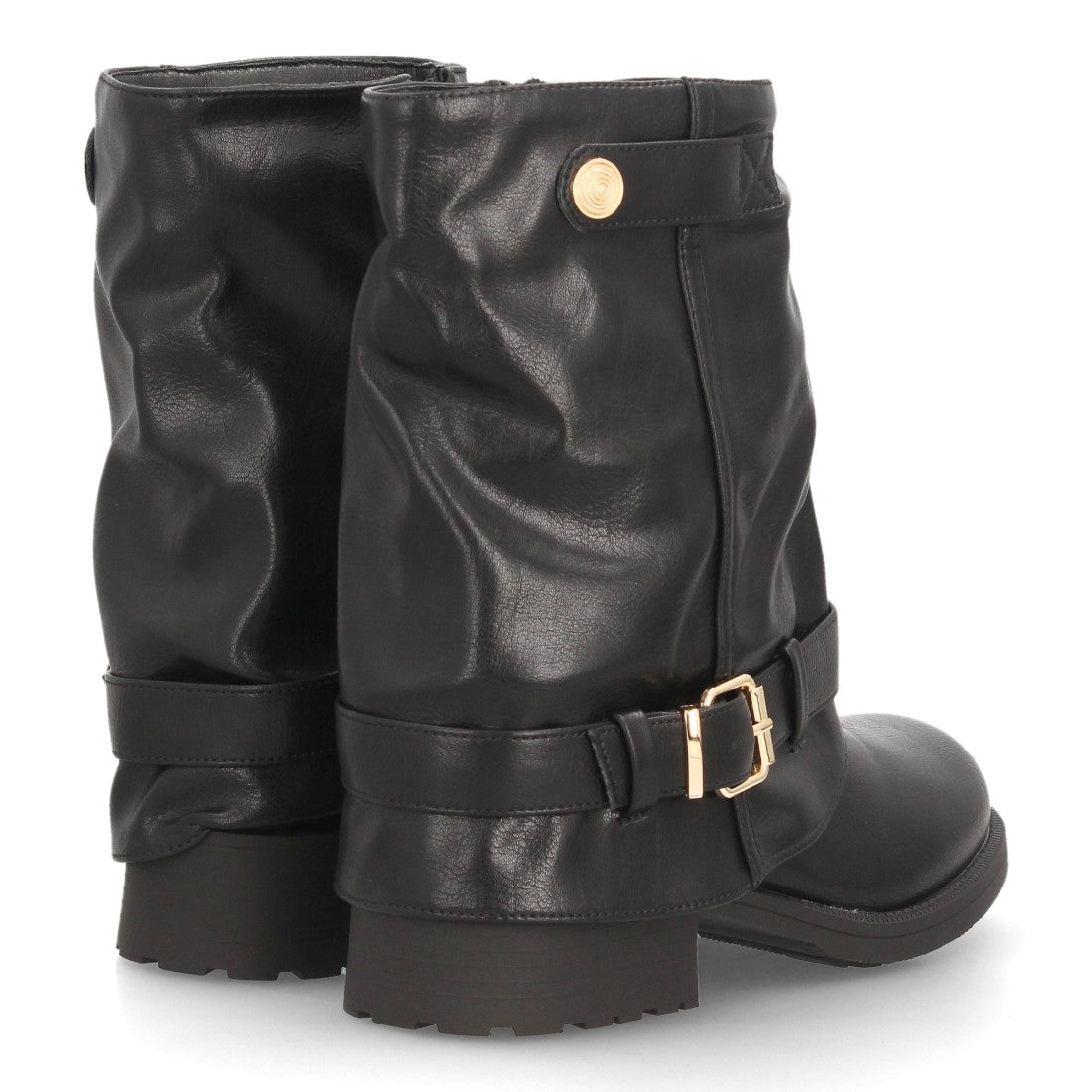 Botines para mujer de estilo motero AA26-7-Negro