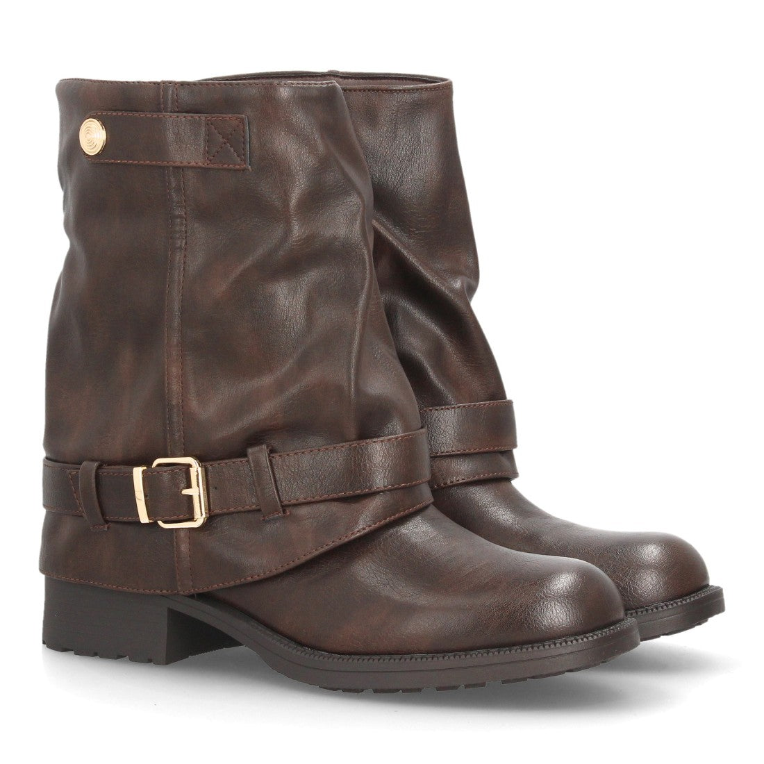 Botines para mujer de estilo motero AA26-7-Marron