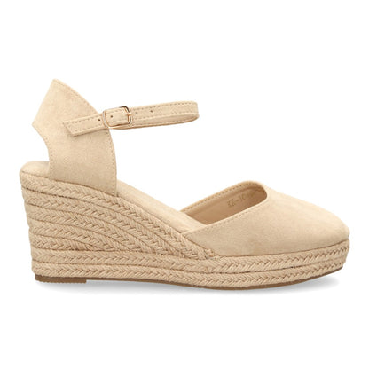 Sandalia de cuña de yute para mujer CF-3036-Beige