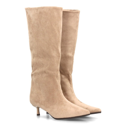 Botas con tacón fino para mujer A-6023-Beige