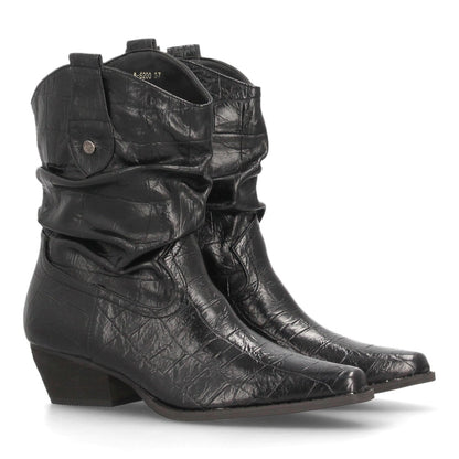Botines para mujer de inspiración cowboy A-6200-Negro