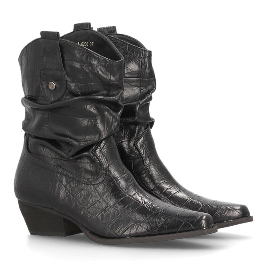 Botines para mujer de inspiración cowboy A-6200-Negro
