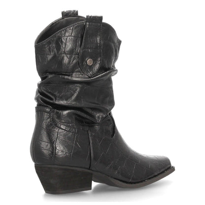 Botines para mujer de inspiración cowboy A-6200-Negro