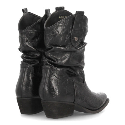 Botines para mujer de inspiración cowboy A-6200-Negro
