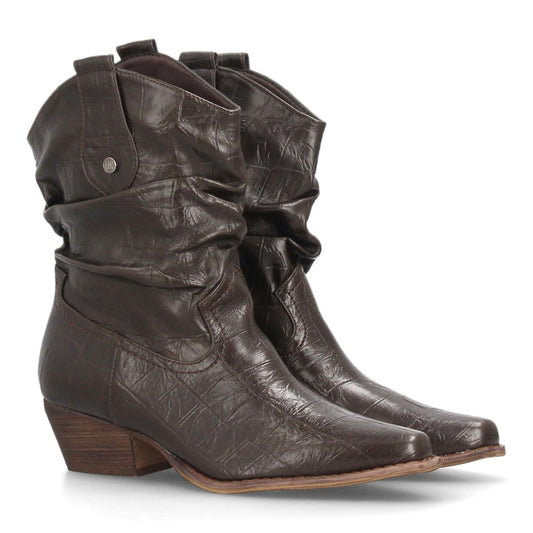 Botines para mujer de inspiración cowboy A-6200-Cafe