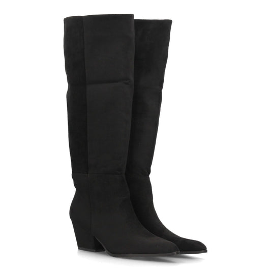 Botas de tacón ancho para mujer A-6028-Negro