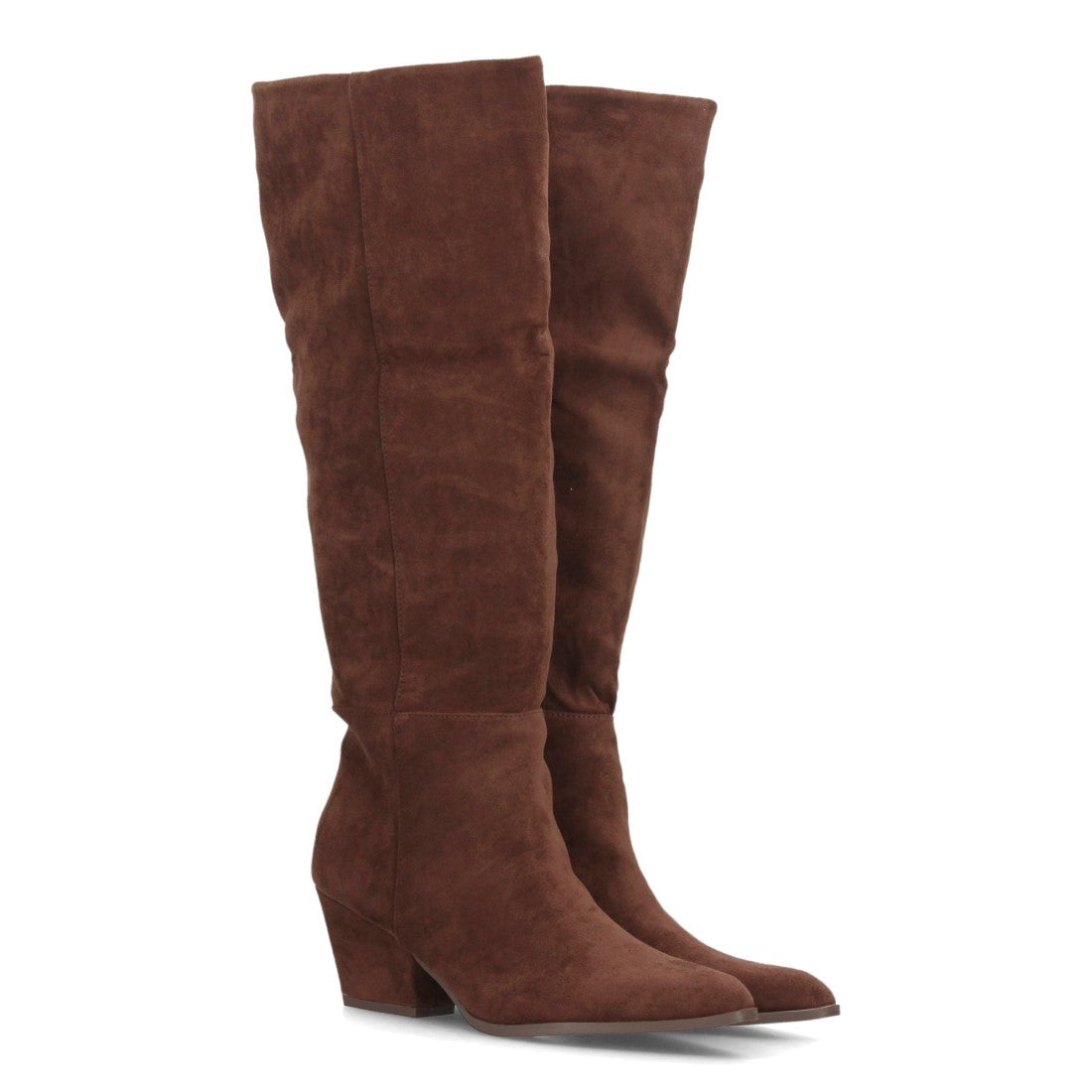 Botas de tacón ancho para mujer A-6028-Cafe