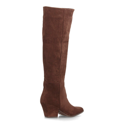 Botas de tacón ancho para mujer A-6028-Cafe