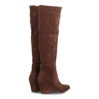 Botas de tacón ancho para mujer A-6028-Cafe