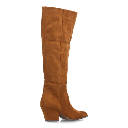 Botas de tacón ancho para mujer A-6028-Camel