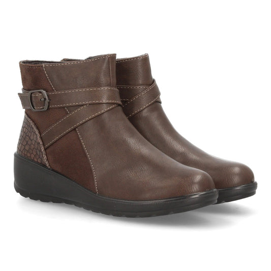Botines con cuña para mujer M605-Marron