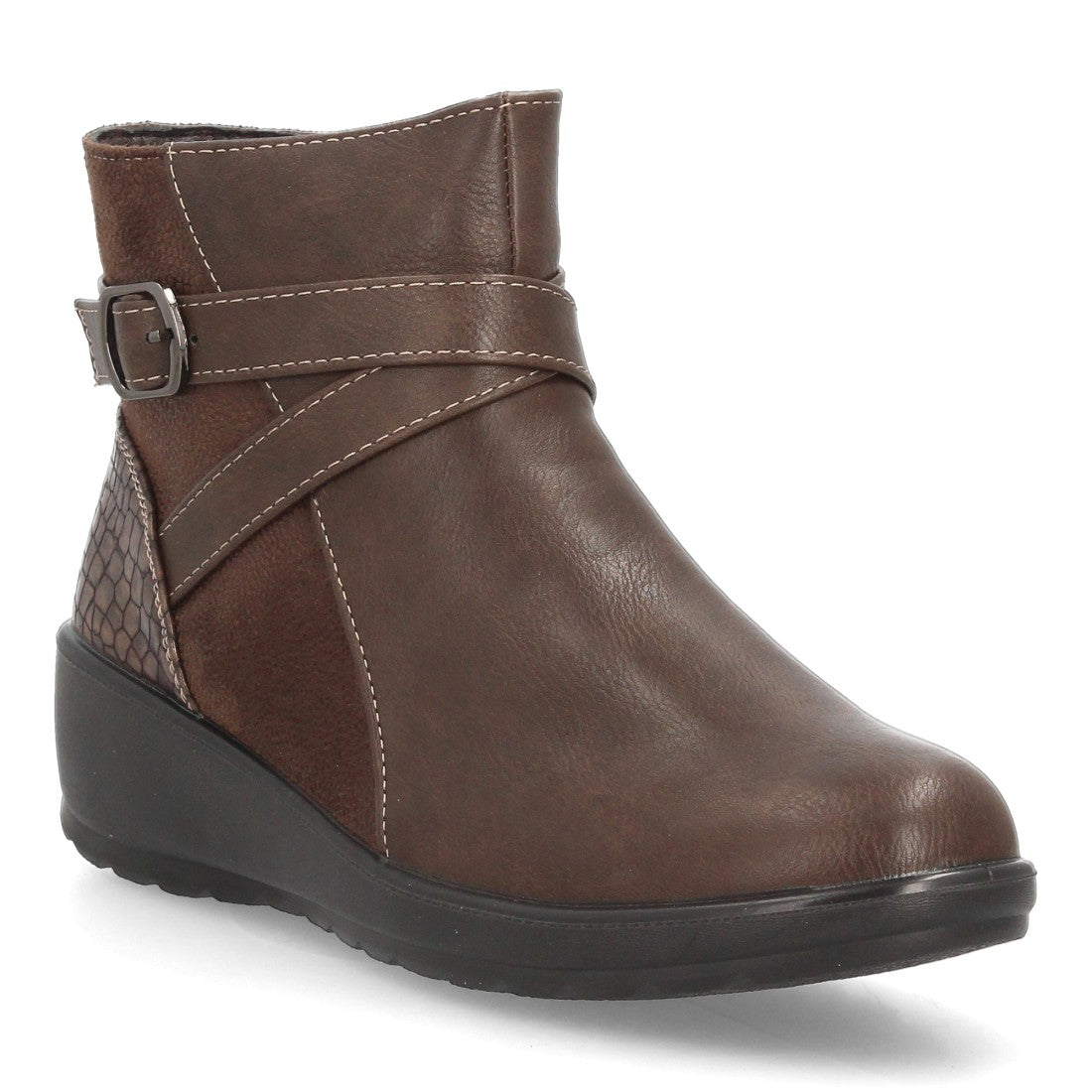 Botines con cuña para mujer M605-Marron