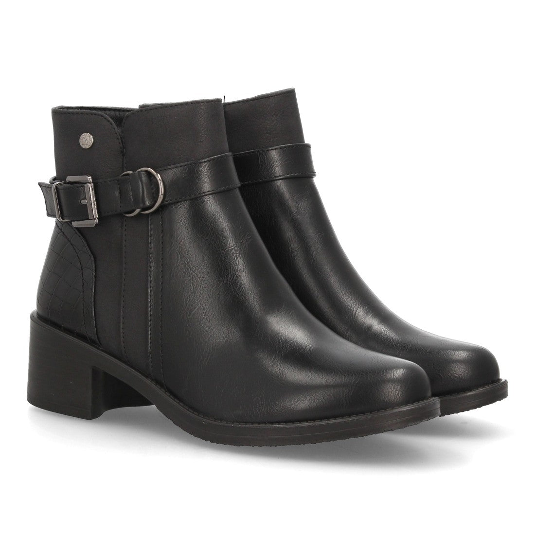 Botines con tacón para mujer L201-Negro