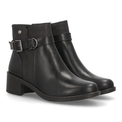 Botines con tacón para mujer L201-Negro