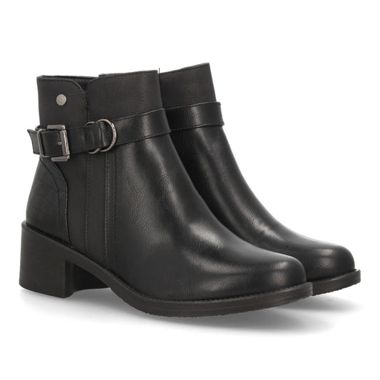 Botines con tacón para mujer L201-Negro
