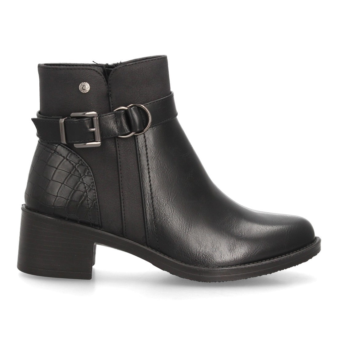 Botines con tacón para mujer L201-Negro