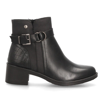 Botines con tacón para mujer L201-Negro