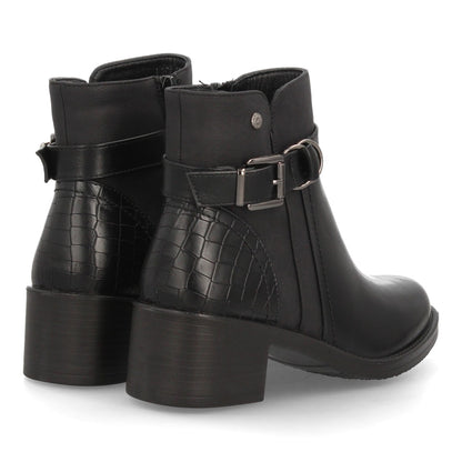 Botines con tacón para mujer L201-Negro