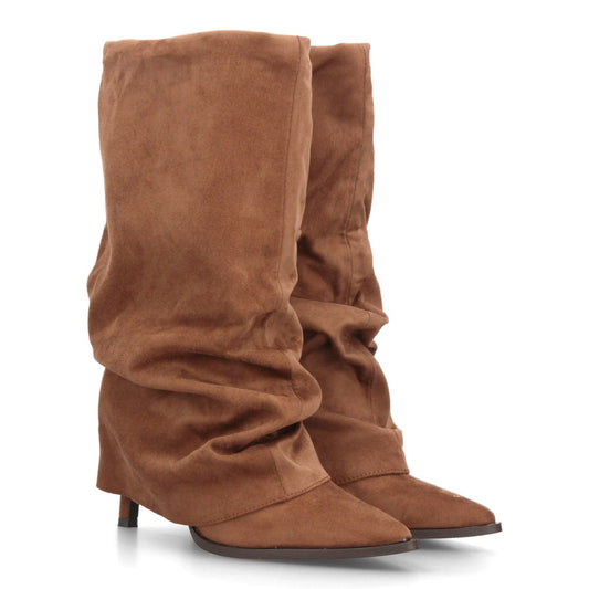 Botas con tacón fino para mujer 69051-Camel