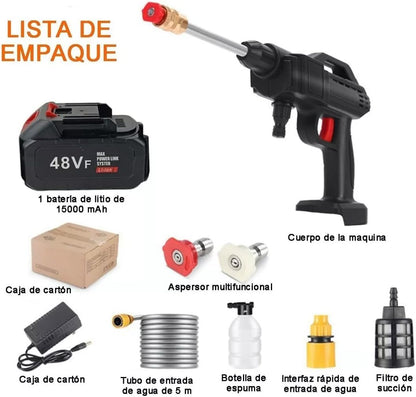 Pistola de Rentat d'Alta Pressió Sense Fils - Hidronetejadora Portàtil per a Cotxes, Terres i Jardins