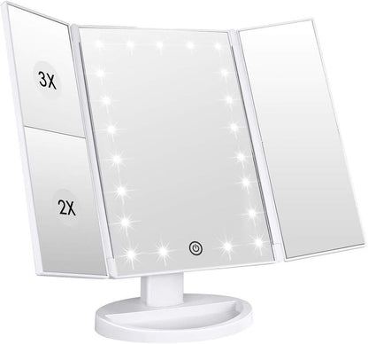 Mirall de Tocador de Maquillatge amb Il·luminació LED - Pantalla Tàctil, 3 Augments i Rotació Ajustable