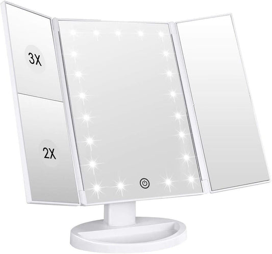 Mirall de Tocador de Maquillatge amb Il·luminació LED - Pantalla Tàctil, 3 Augments i Rotació Ajustable