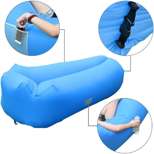 Sofà Inflable Portàtil Impermeable amb Coixins – Ideal per a Càmping, Platja, Piscina i Festes