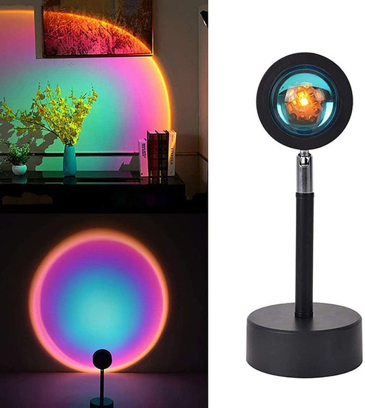 Làmpada de Projecció LED Posta de Sol i Arc de Sant Martí – Llum Ambiental Giratòria 180° per a Dormitori, Fotografia o Decoració Interior