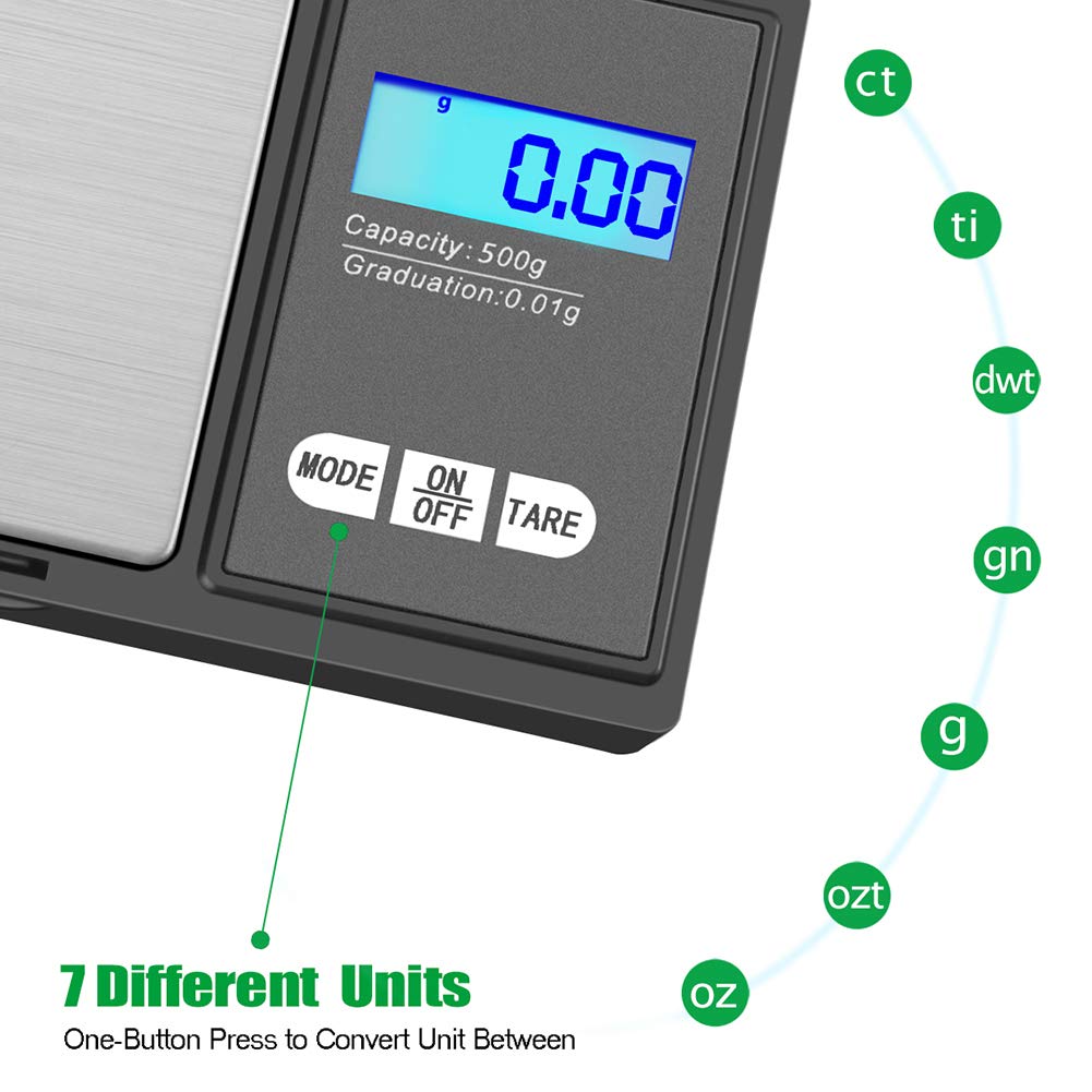 Bàscula Digital de Precisió 500g x 0.01g – Compacta, Portàtil i Multifunció