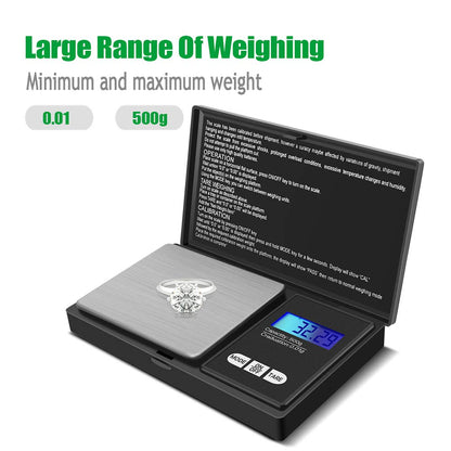 Bàscula Digital de Precisió 500g x 0.01g – Compacta, Portàtil i Multifunció