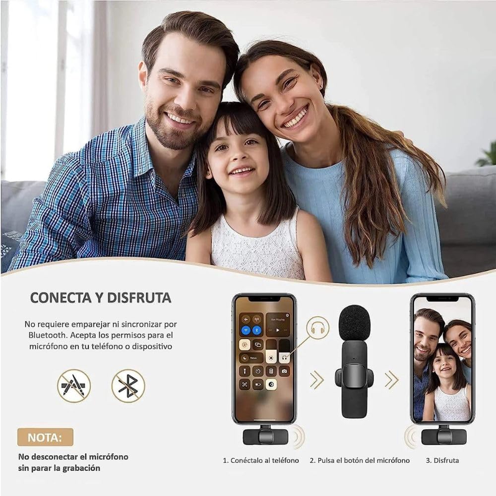 Micròfon Inalàmbric K9 per a Mòbils - Compatible amb iPhone i Android - Qualitat Professional per a Vídeos, Pòdcasts i Més