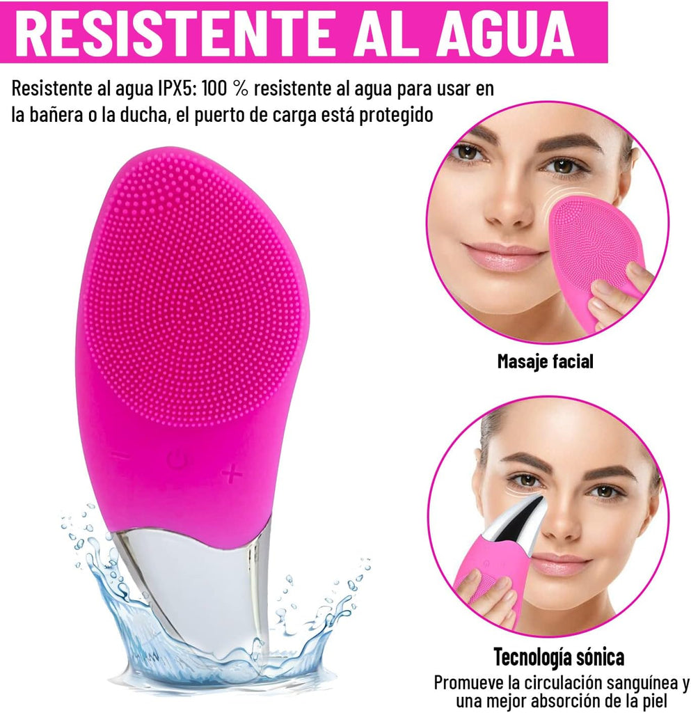 Raspall Netejador Facial Elèctric - Massatjador Exfoliant de Silicona Recarregable per a Bellesa i Cura de la Pell