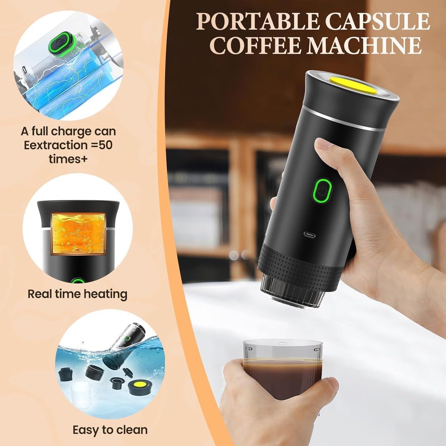 Màquina de Cafè Espresso Portàtil 3 en 1 – Cafè Perfecte a Qualsevol Lloc