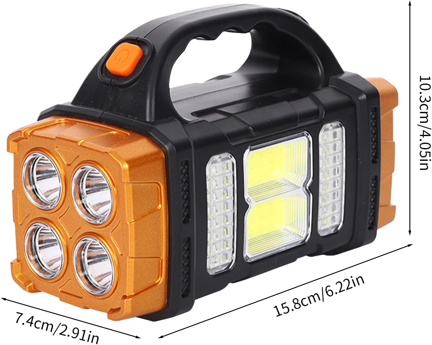 Focus LED Solar Recarregable – Llanterna de Càmping amb 4 Modes de Llum, Impermeable IP44, Gran Angular, USB i Solar