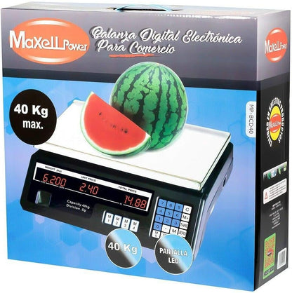 Bàscula Comercial Digital 40kg per a Fruites i Verdures amb Bateria Integrada