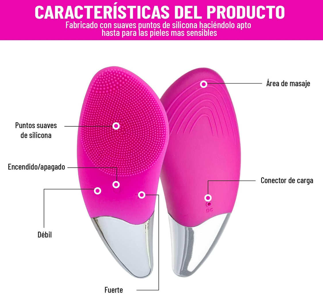 Raspall Netejador Facial Elèctric - Massatjador Exfoliant de Silicona Recarregable per a Bellesa i Cura de la Pell