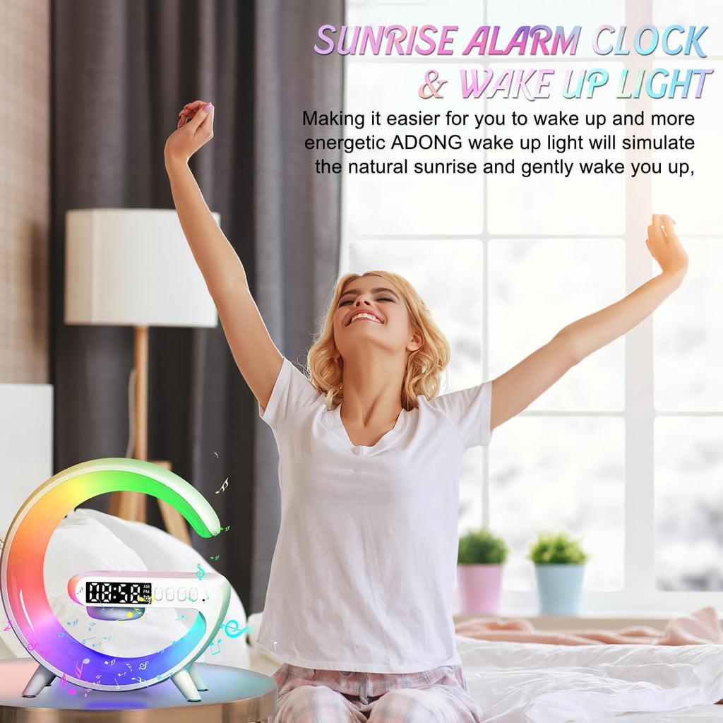 Làmpada d'Escriptori LED Intel·ligent - Llum Ambiental amb Càrrega Sense Fils, Despertador i Altaveu Bluetooth