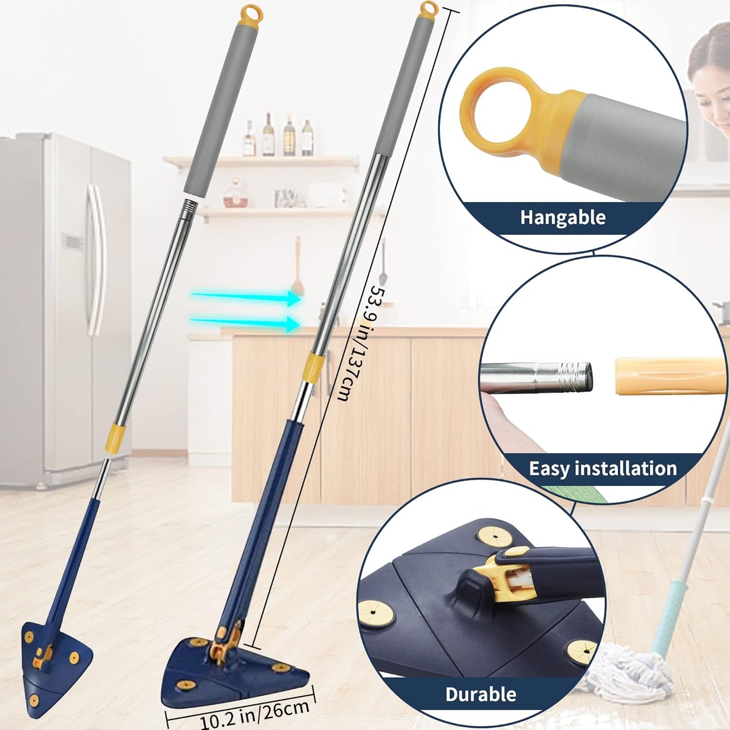 Fregona de Neteja Triangular 360° – La Solució Definitiva per a Tot Tipus de Superfícies