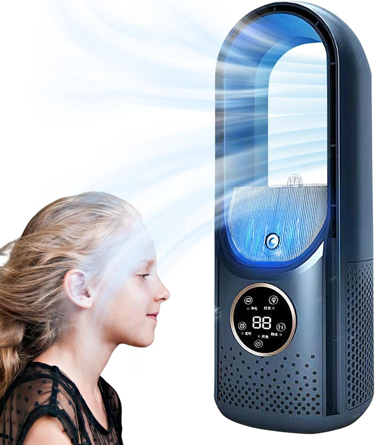 Mini Aire Condicionat Portàtil Sense Aspes – Ventilador USB 6 Velocitats amb Temporitzador i Llum Ambiental