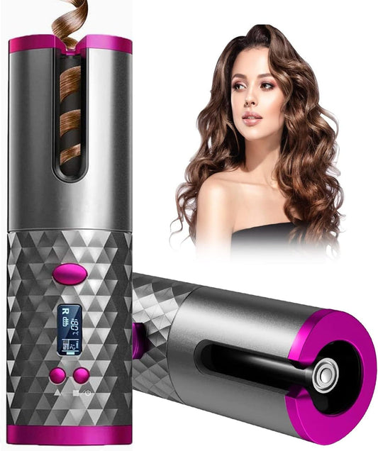 Arrissador de Cabell Automàtic Sense Fils - Arrissador de Ceràmica USB Portàtil per a Rínxols Duradors