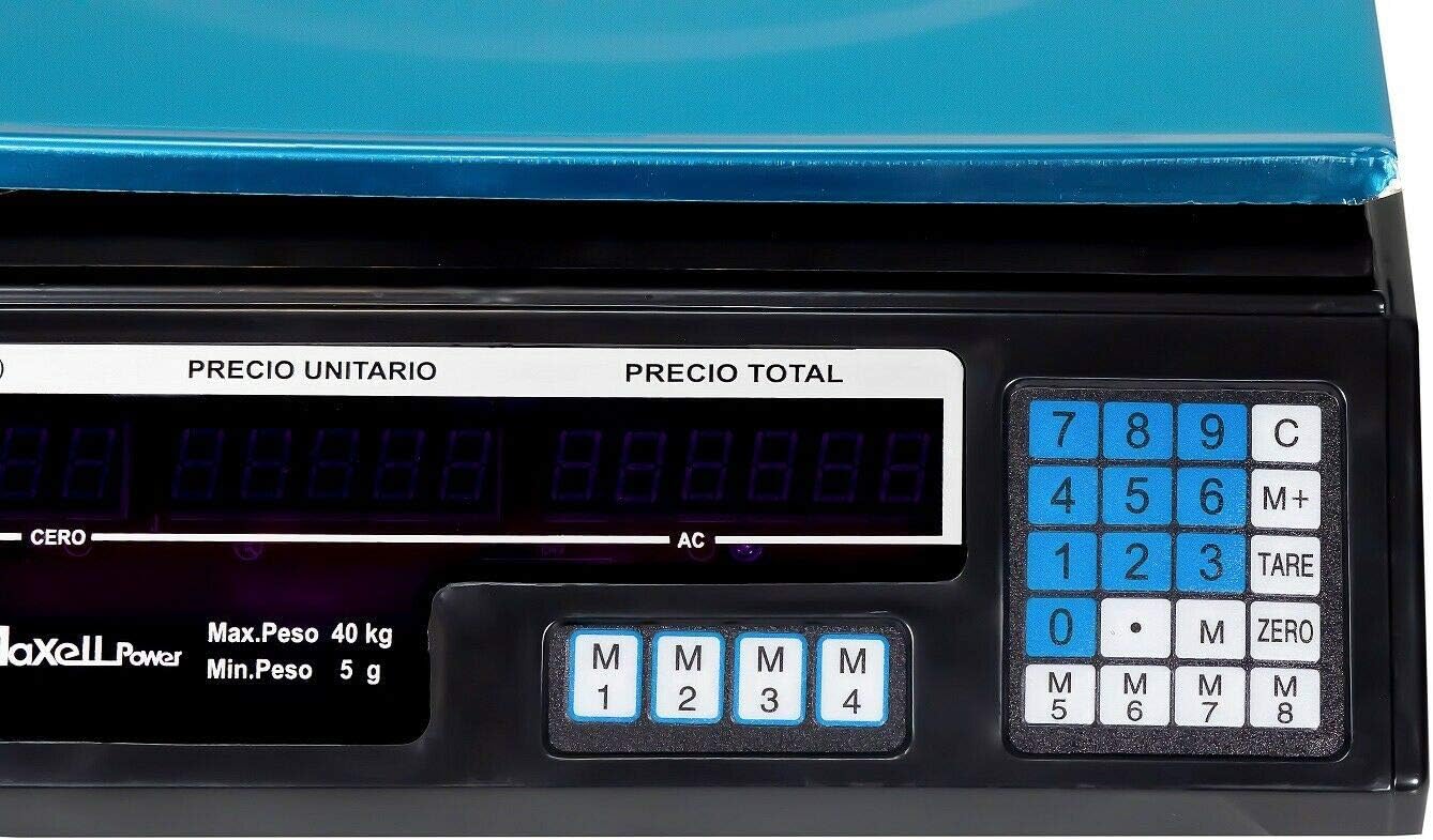 Bàscula Comercial Digital 40kg per a Fruites i Verdures amb Bateria Integrada