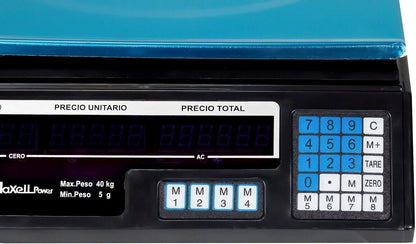 Bàscula Comercial Digital 40kg per a Fruites i Verdures amb Bateria Integrada
