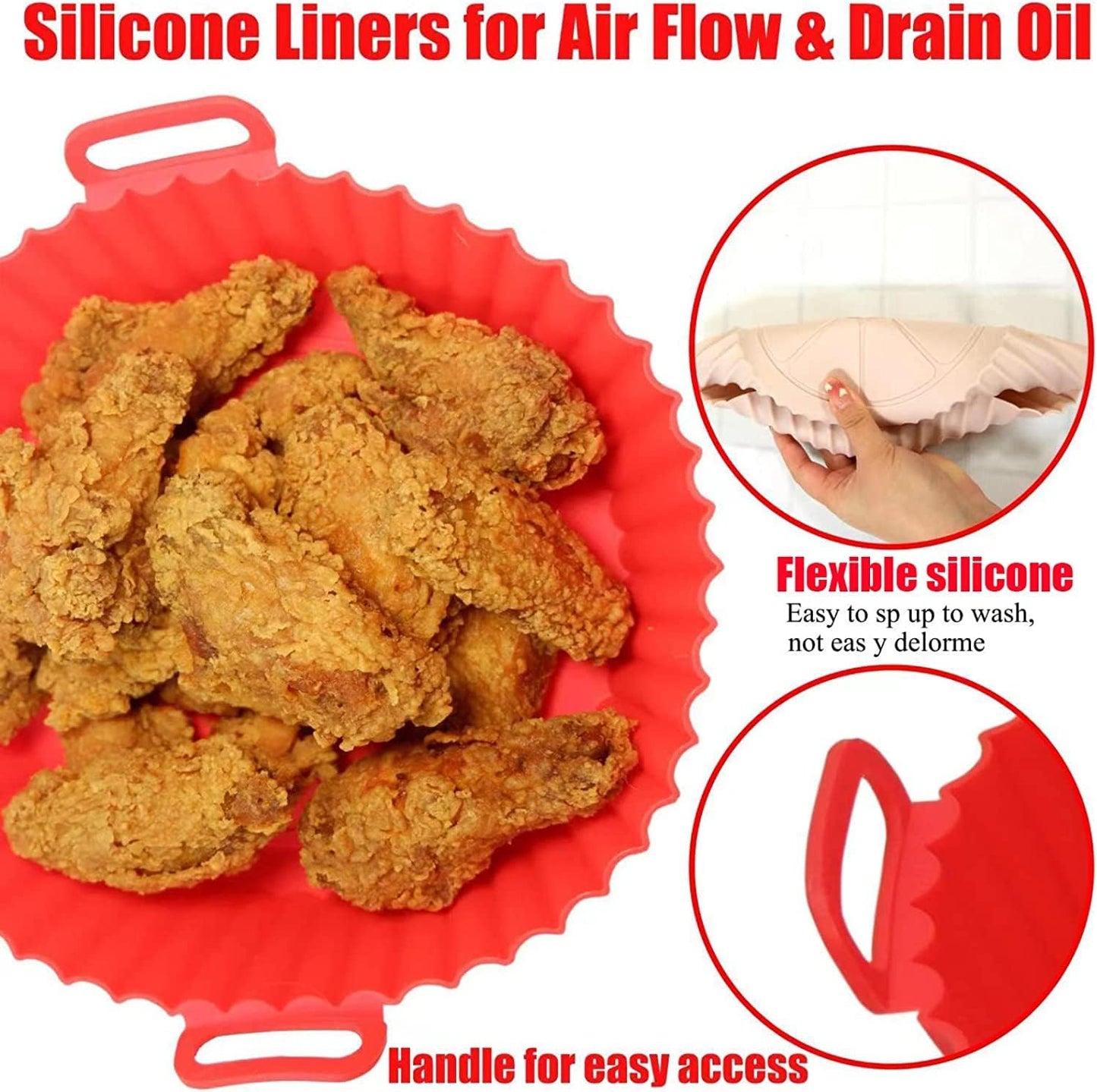 Motlle de silicona per a fregidora d'aire - Reutilitzable i antiadherent, Pack de 2 unitats