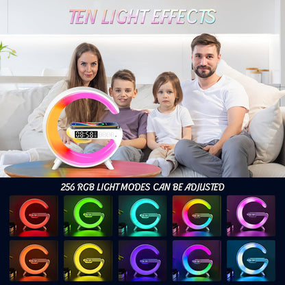 Làmpada d'Escriptori LED Intel·ligent - Llum Ambiental amb Càrrega Sense Fils, Despertador i Altaveu Bluetooth