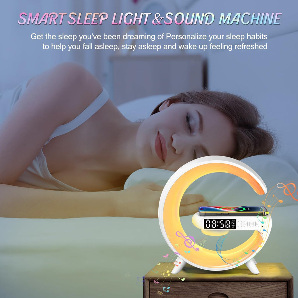 Làmpada d'Escriptori LED Intel·ligent - Llum Ambiental amb Càrrega Sense Fils, Despertador i Altaveu Bluetooth